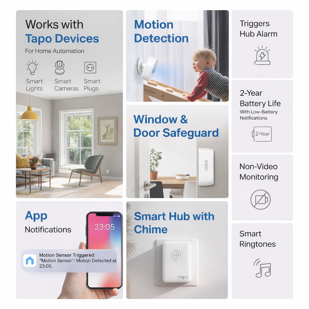 Smart Home Security Kit - Wireless Alarm System with Motion & Door Sensors